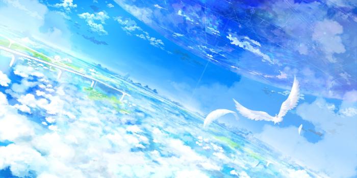 2500x1650 2882722 blue clouds sky birds wallpaper and background | Anime