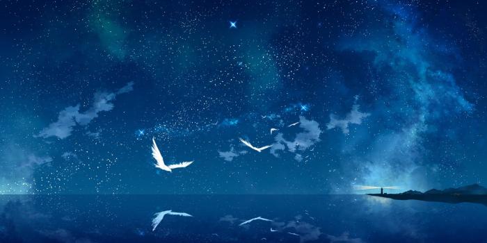 1920x1080 Ocean Stars Birds Lighthouses Artwork Reflections Night Sky