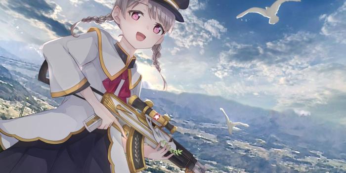 2560x1700 Download 2560x1700 Anime Sniper Girl, Braid, Birds, Smiling