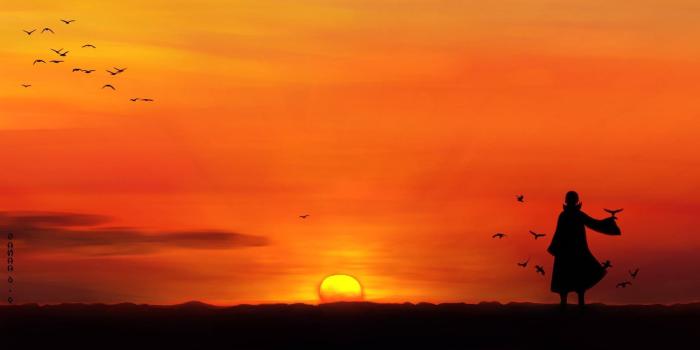 1920x1080 2805543 1920x1080 anime uchiha itachi sunset silhouette birds