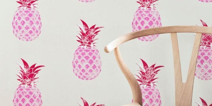 899x900 Pineapple wallpaper by Barneby Gates - red and pink | PatternSpy's