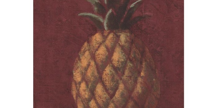 1000x1000 Pineapple on Shelf Garnet Red Wide Prepasted Wallpaper Border