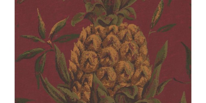 1000x1000 Faux Painted Pineapples Cherry Red Prepasted Wallpaper Border