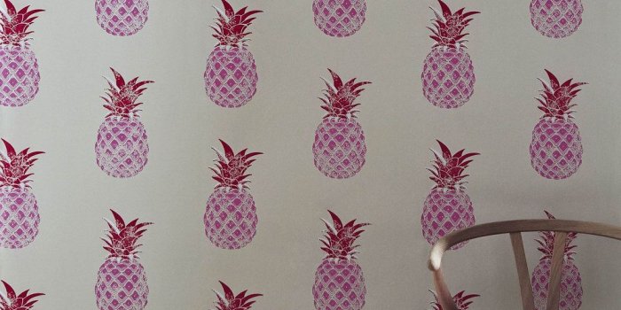 1000x1529 Pineapple by Barneby Gates - Red / Pink - Wallpaper - BG1200201