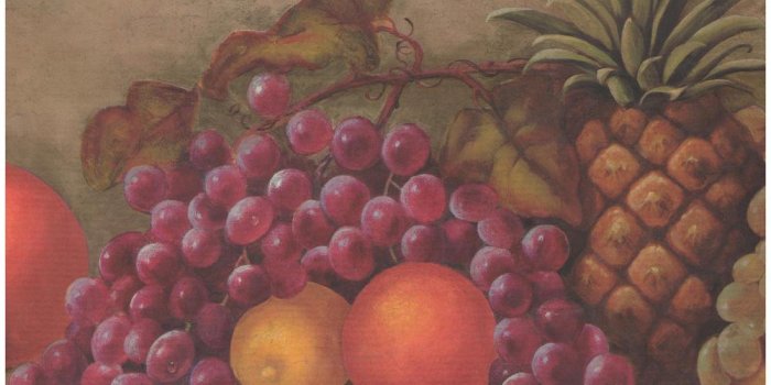 1000x1000 Green Pink Violet Grapes Pear Apple Pineapple Lemon Green Prepasted  Wallpaper Border