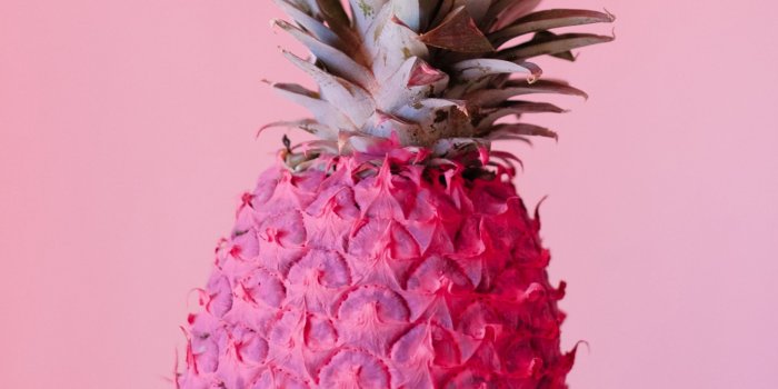 2560x1024 Download wallpaper 2560x1024 pineapple, fruit, pink, paint, tropical
