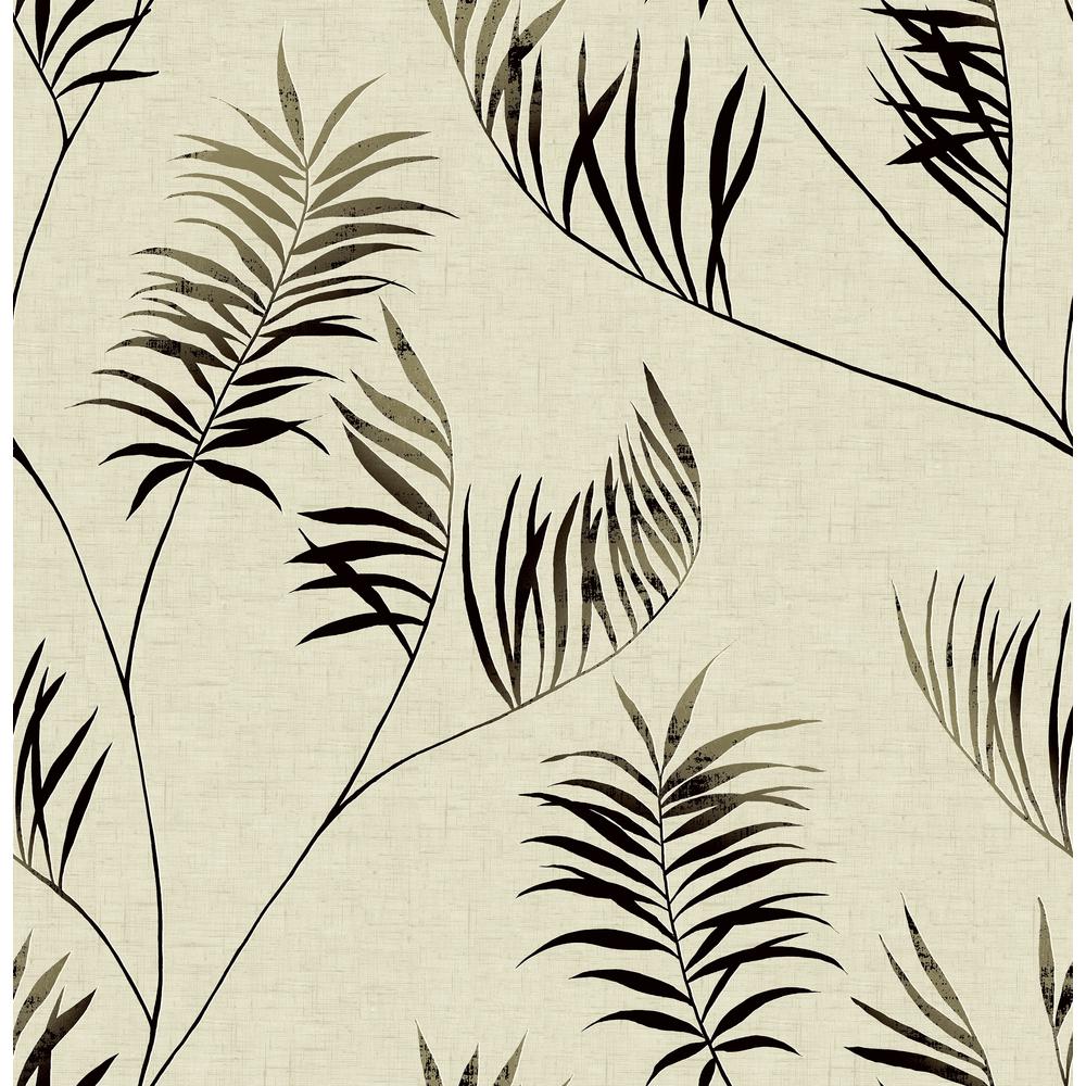 1000x1000 Shanghai Metallic Espresso and Linen Leaf Wallpaper