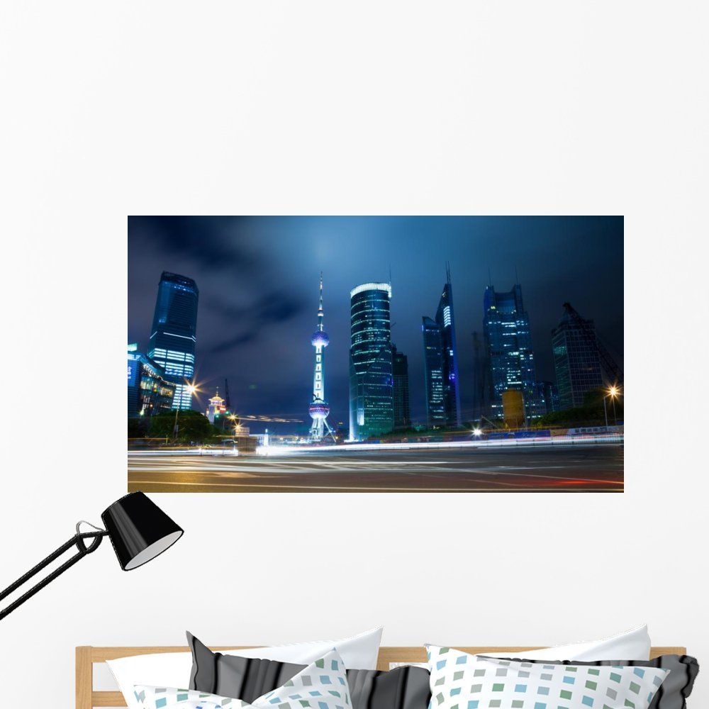 1000x1000 Amazon.com: Wallmonkeys Night Shanghai Wall Mural Peel and Stick