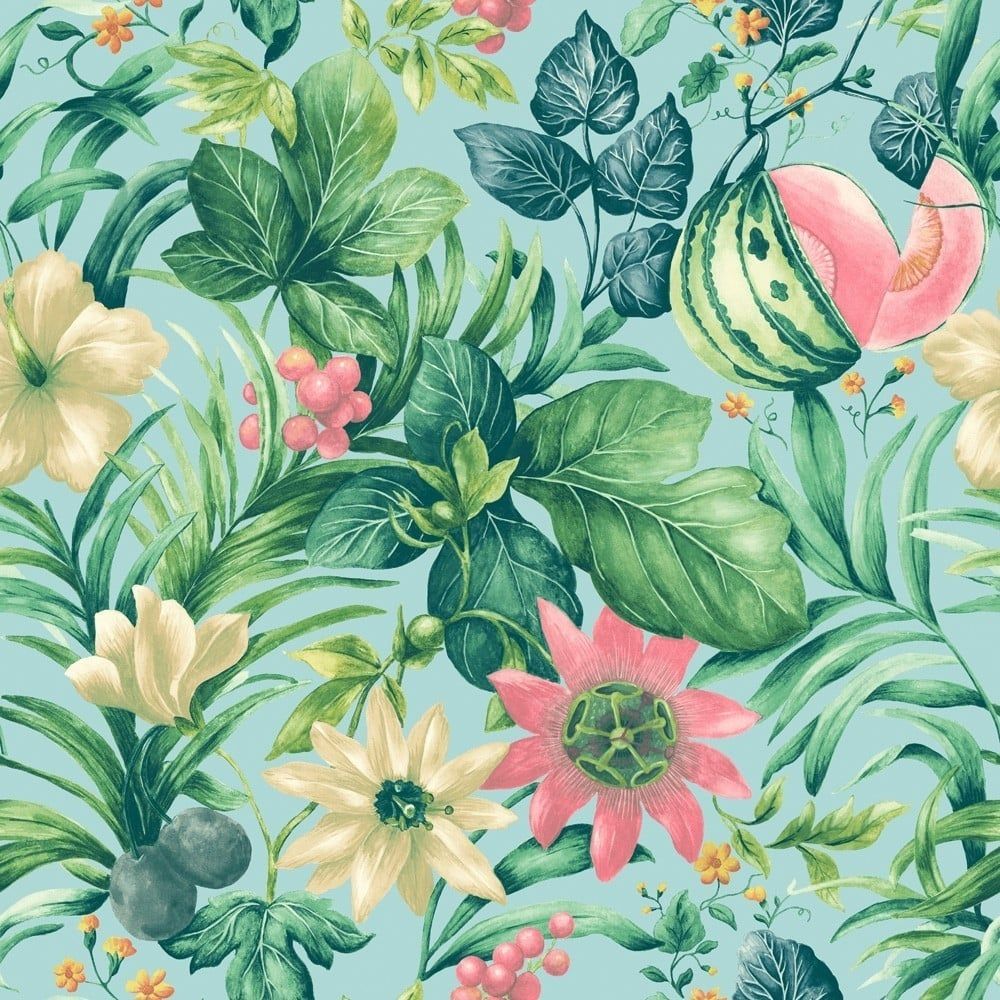 1000x1000 Grandeco Grandeco Botanical Fruit Flower Pattern Wallpaper Tropical Floral  Motif BA2002