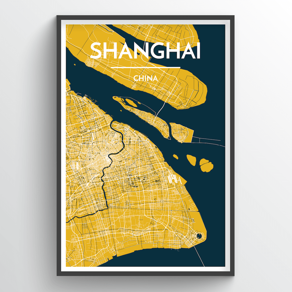 1000x1000 Shanghai Map Art Print