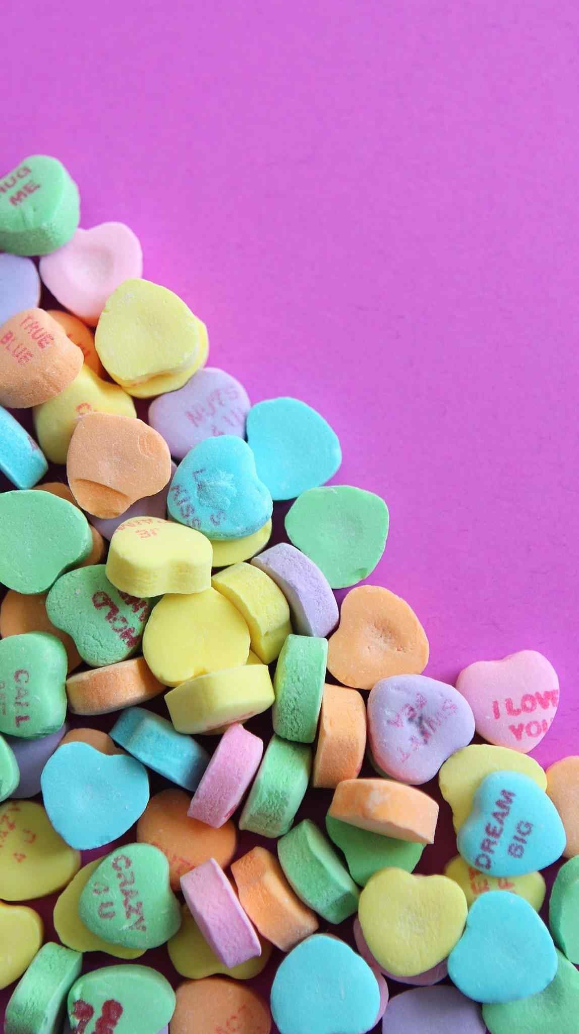 1148x2048 56+ Candy Hearts Wallpapers on WallpaperPlay