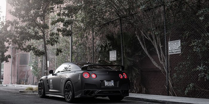 1280x806 Wallpapers Nissan GT-R Black Cars Back view
