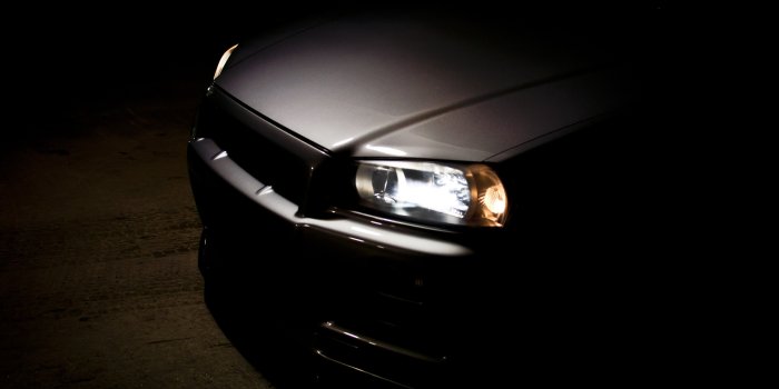 4288x2848 night, cars, black cars, Nissan Skyline GTR R34, jdm :: Wallpapers