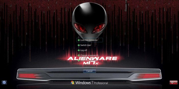 1344x648 Alienware Logon Screen Pack For Windows 7