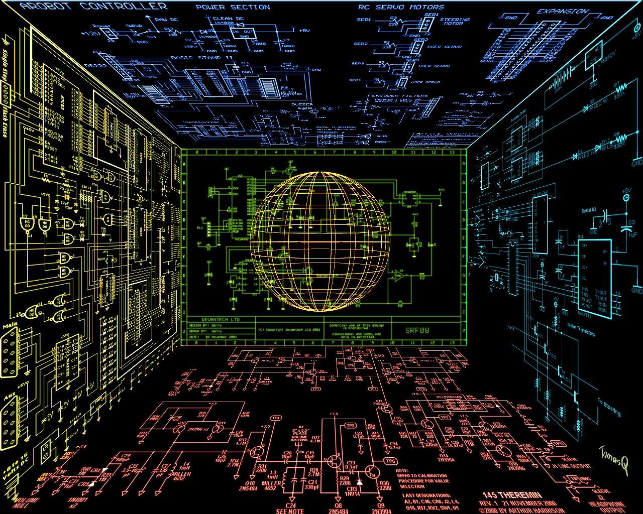 1280x1024 Free download Digital Electronics Wallpaper Electronic schematic