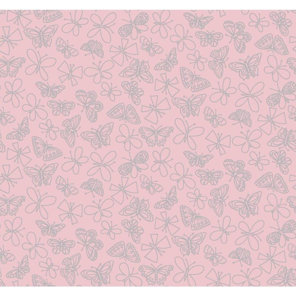 1000x1000 York Wallcoverings PW4024 Glitter Butterfly Wallpaper - light pink