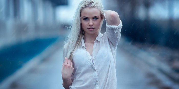 2048x1485 4533066 #rain, #shirt, #portrait, #blonde, #women, #hands on head