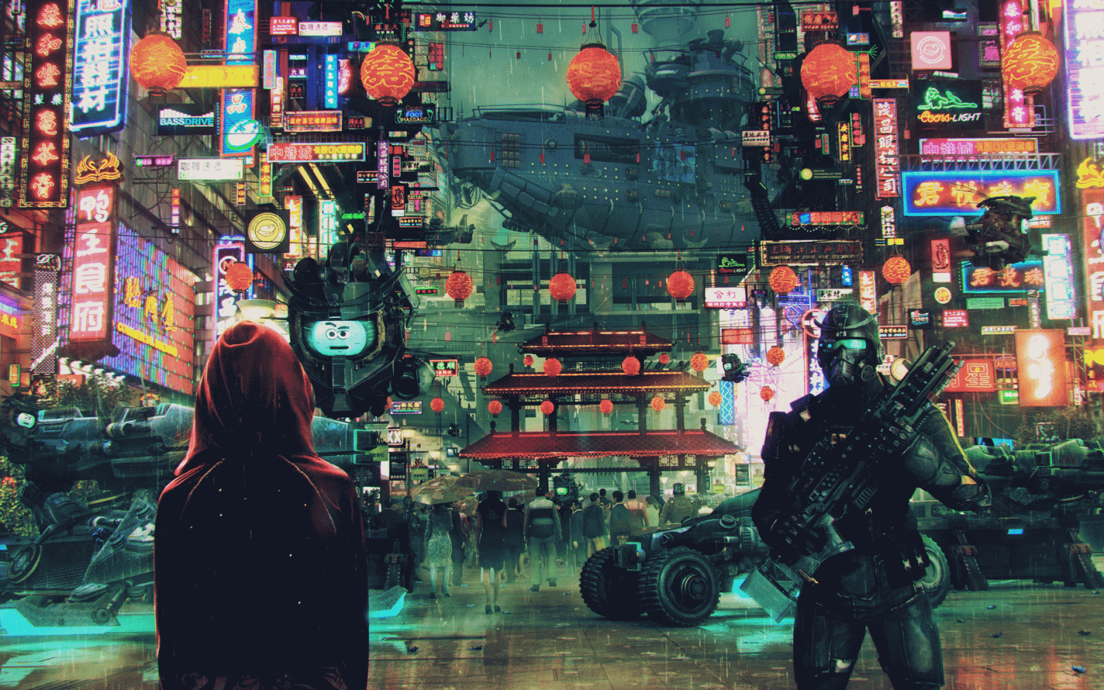 1920x1200 Download 1920x1200 Sci-fi, Cityscape, Soldiers, Asian Culture