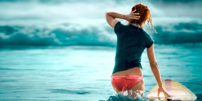 1920x1080 Girl And Blue Sea ❤ 4K HD Desktop Wallpaper for 4K Ultra HD TV