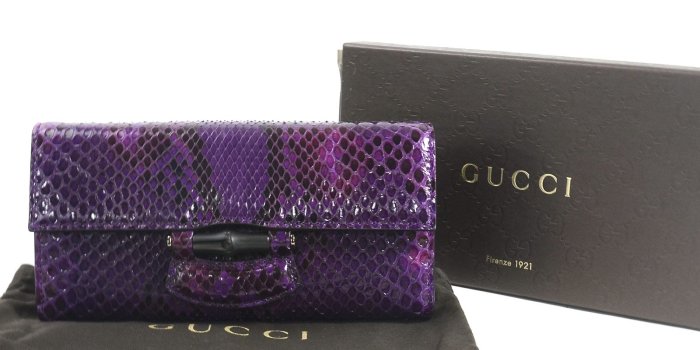 1600x1200 Details about Auth GUCCI Bamboo Nouveau Chain Wallet Purple Snake Python  Leather - 96595