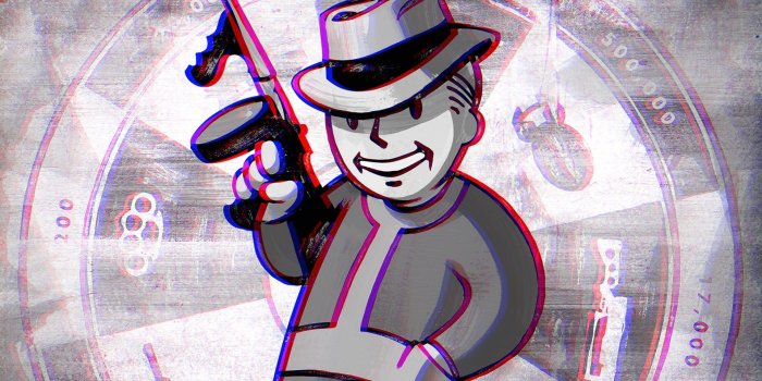 1920x1080 Man holding sub-machine gun poster, Fallout 3, anaglyph 3D, Vault