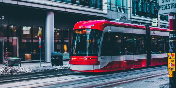 5819x3882 Red and white train, Toronto, tram, photography HD wallpaper