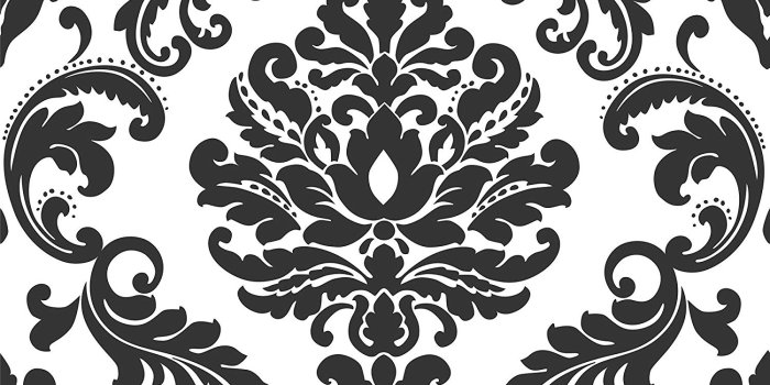 1500x1500 Ariel Black and White Damask Peel and Stick Wallpaper
