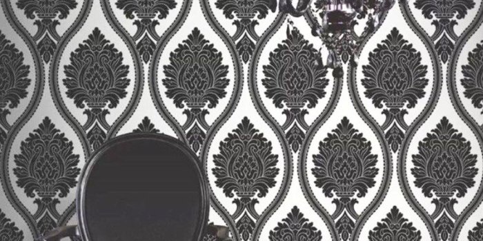 1000x1000 Arthouse Wallpaper Corona Damask Black and White 888001