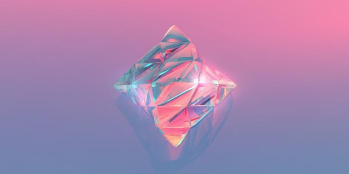 2560x1440 Clear diamond on pink and purple background wallpaper, Justin Maller