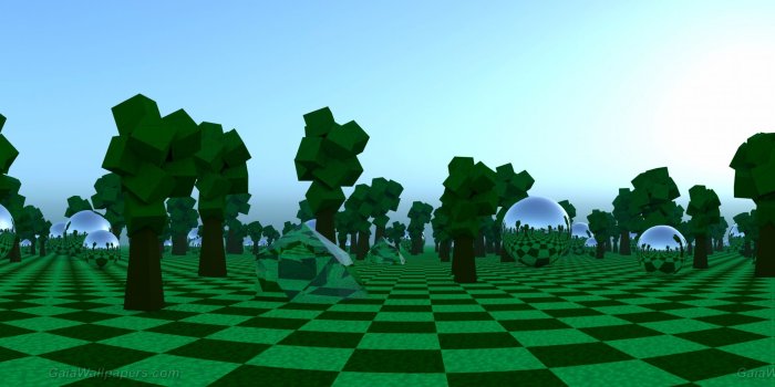 5760x1080 Green chessboard with synthetic forest wallpapers 5760x1080 - Free