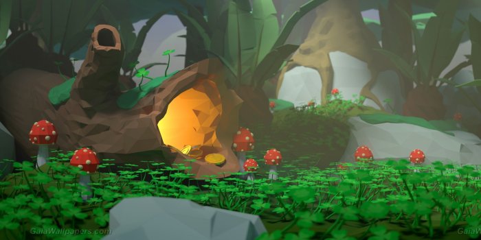 5760x1080 Hidden treasure in a magical forest wallpapers 5760x1080 - Free
