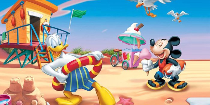 1920x1200 Donald Duck And Mickey Mouse Summer Vacation Beach Hd Wallpaper For