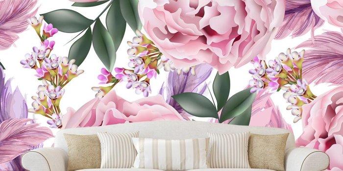 1078x1000 Pink Peony Wallpaper. Tender Peonies Wallpaper. Removable Floral Flowers  Room Decor. Watercolor Wallpaper. Self Adhesive Wallpaper KM85