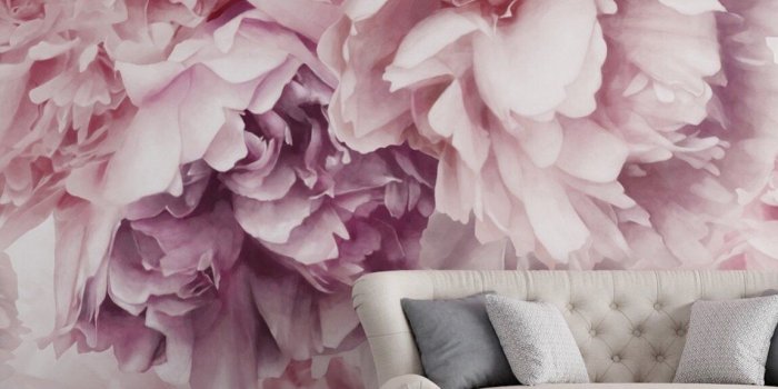 1150x1150 Pink Peony Mural Wallpaper