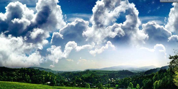 1920x1080 Beautiful Clouds Scene Over Village Wallpaper