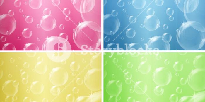 979x1000 Bubbles floating on four different color backgrounds Royalty-Free