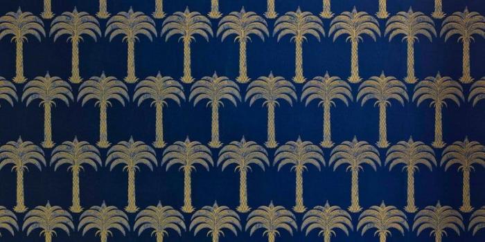 768x1152 'Marrakech Palm' Contemporary, Traditional Wallpaper in Midnight Blue