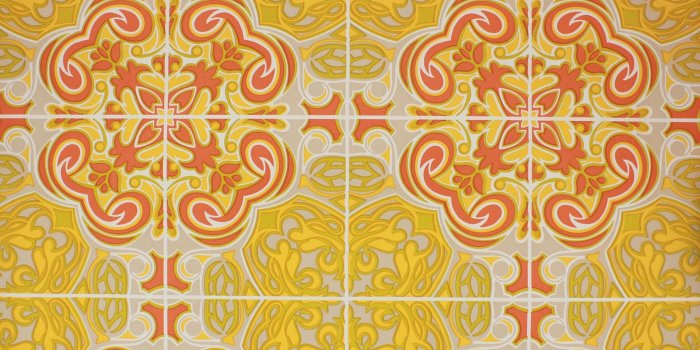 2014x2048 1970s Vintage Wallpaper Retro Mod Orange and Yellow Geometric