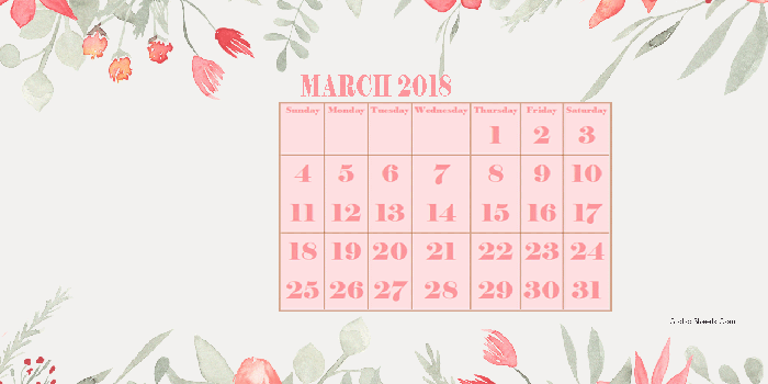 1280x800 March 2018 Calendar Wallpapers