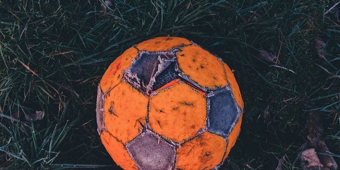 728x1293 HD wallpaper: orange and gray soccer ball, football, old, grass