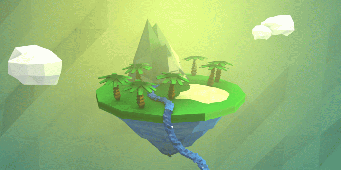 1920x1080 Island oasis: my third attempt at low-poly art. : wallpapers