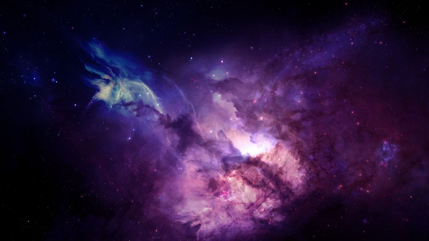 1366x768 HD Background Purple Galaxy Space Sky Stars In Blue, Pink Color