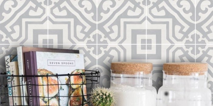 1000x1000 Kitchen and Bathroom Splashback - Removable Vinyl Wallpaper - Alba Chalk  Grey - Peel & Stick