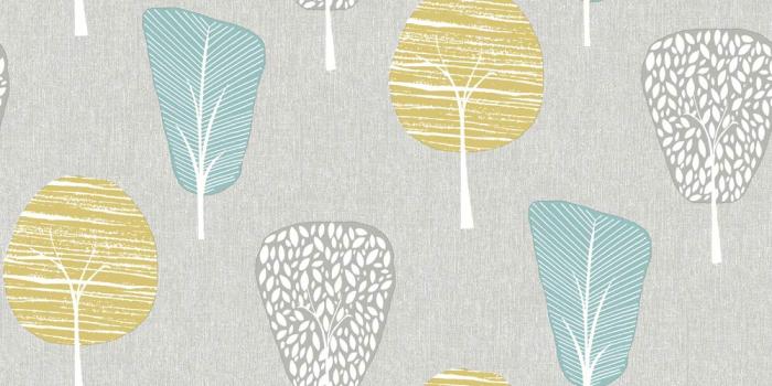 1000x1000 Arthouse Retro House Tree Teal Grey Wallpaper 902401 - Feature Modern Tree  Motif