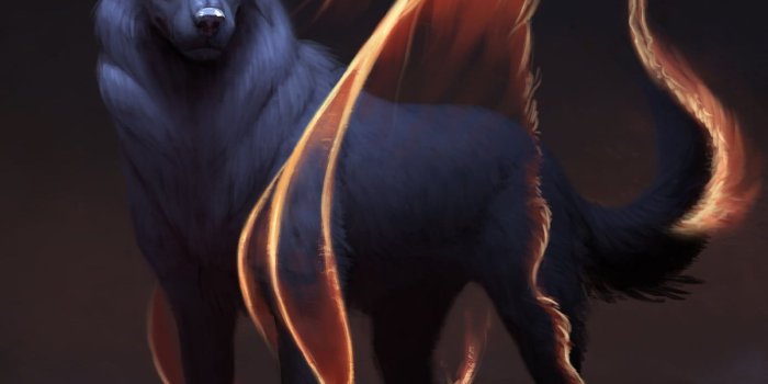1386x1890 Gray wolf with fire 3D wallpaper, concept art, Jade Mere, animals