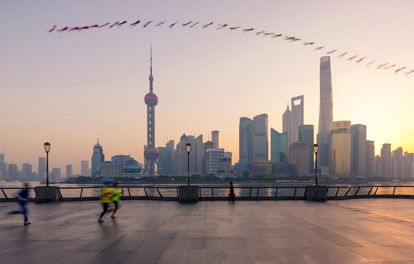 1332x850 Wallpaper tower, morning, hdr, panorama, China, Shanghai images for