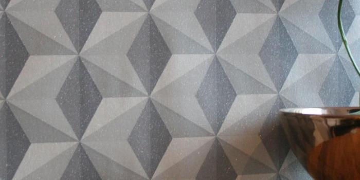 1000x1000 Cuboid Geometric Wallpaper | Charcoal, Grey & Glitter