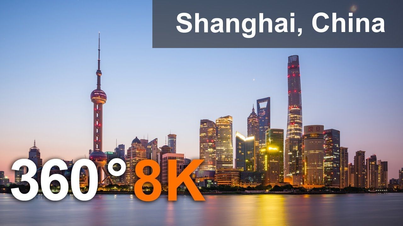 1280x720 360 video, Shanghai, China. The most populous city in the world. 8K aerial  video