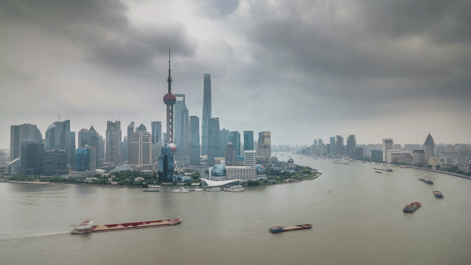 1920x1080 shanghai city famous bay cargo ship traffic river roof top panorama 4k time  lapse china Stock Video Footage - Storyblocks Video