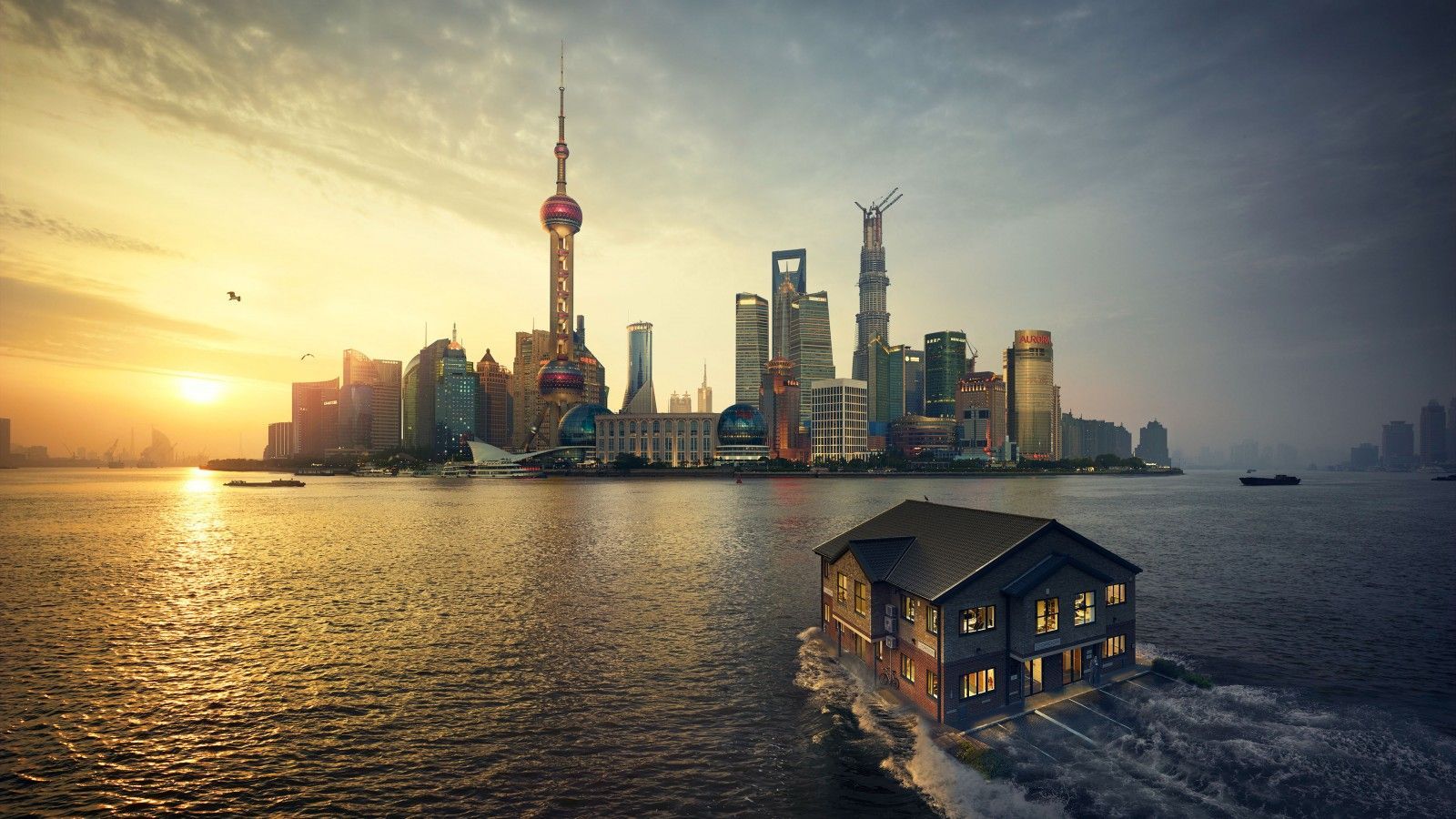 1600x900 Places #Shanghai Sunset 4K #wallpapers hd 4k background for android
